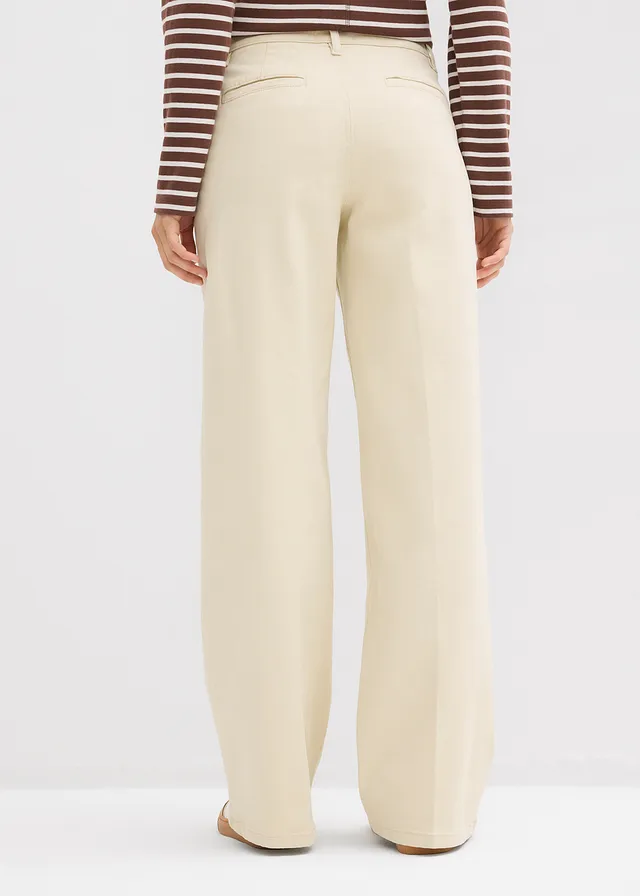 Pantalon en twill taille haute, Couleur: sable clair