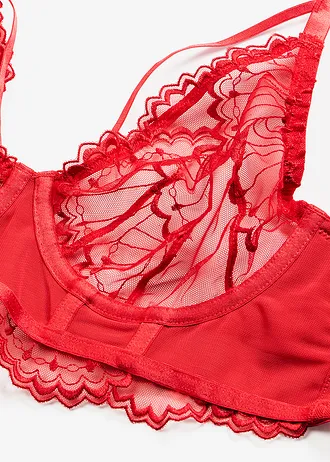 Longline bh met borduursels • salsarood • bonprix online shop