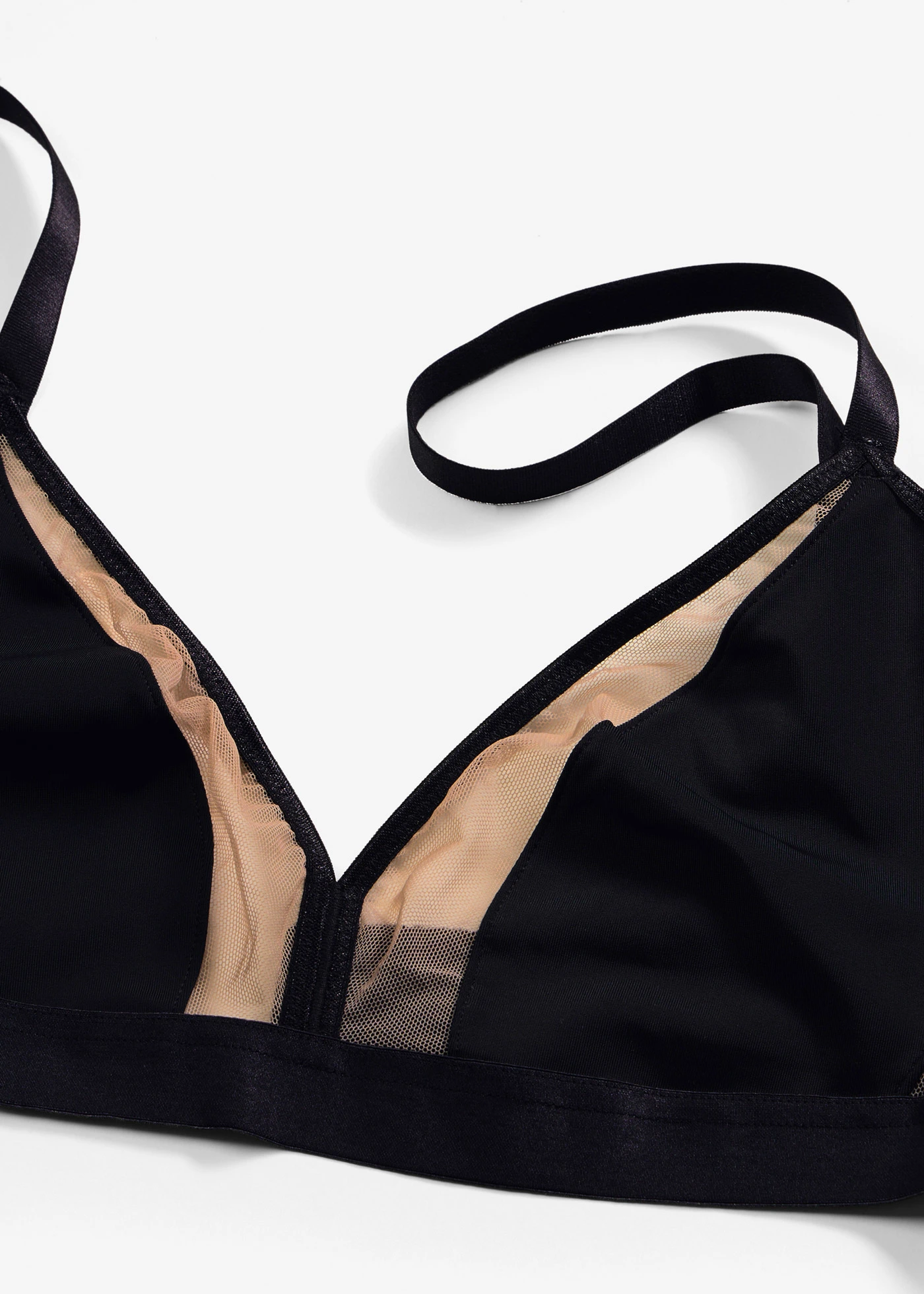 Soutien-gorge triangle sans armatures bi-matière • noir-marron clair • Boutique bonprix