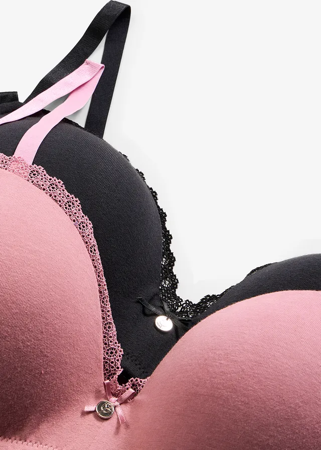 Lot de 2 soutiens-gorge push-up coton sans armatures • noir + mauve • product-page.page-title-suffix