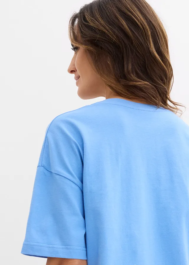 T-shirt ample 100% coton • bleu moyen-noir imprimé • product-page.page-title-suffix