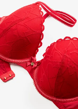 Soutien-gorge à coques en dentelle cœurs • rouge salsa • Boutique bonprix