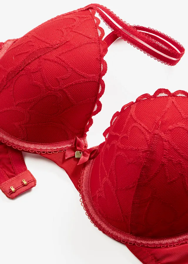 Soutien-gorge à coques en dentelle cœurs • rouge salsa • product-page.page-title-suffix