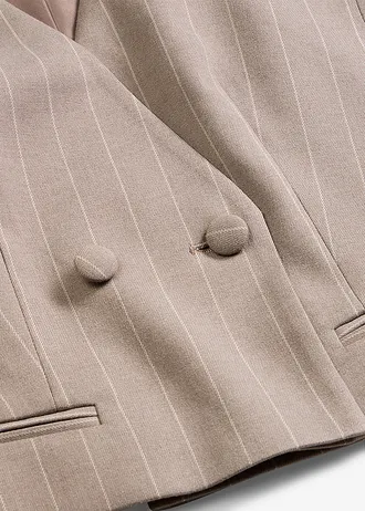Kamizelka garniturowa w prążki • szarobrązowy-biały perłowy w paski • sklep bonprix