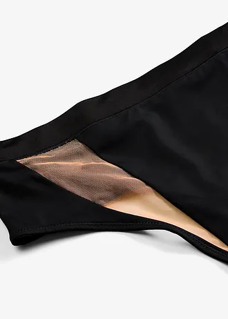 High waist string met transparante inzetstukken • zwart • bonprix online shop