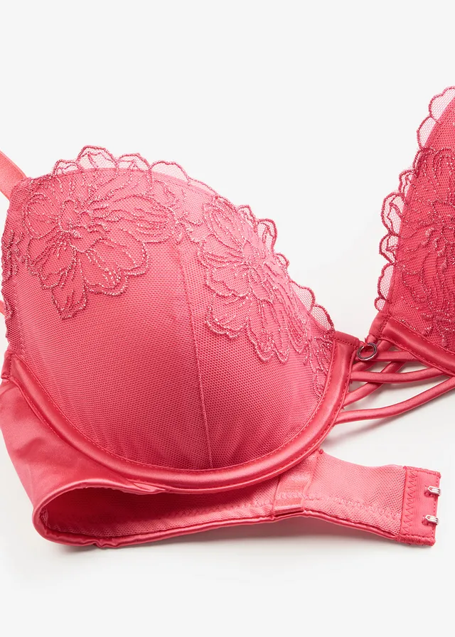 Soutien-gorge à coques avec broderie florale métallisée • rose corail • product-page.page-title-suffix