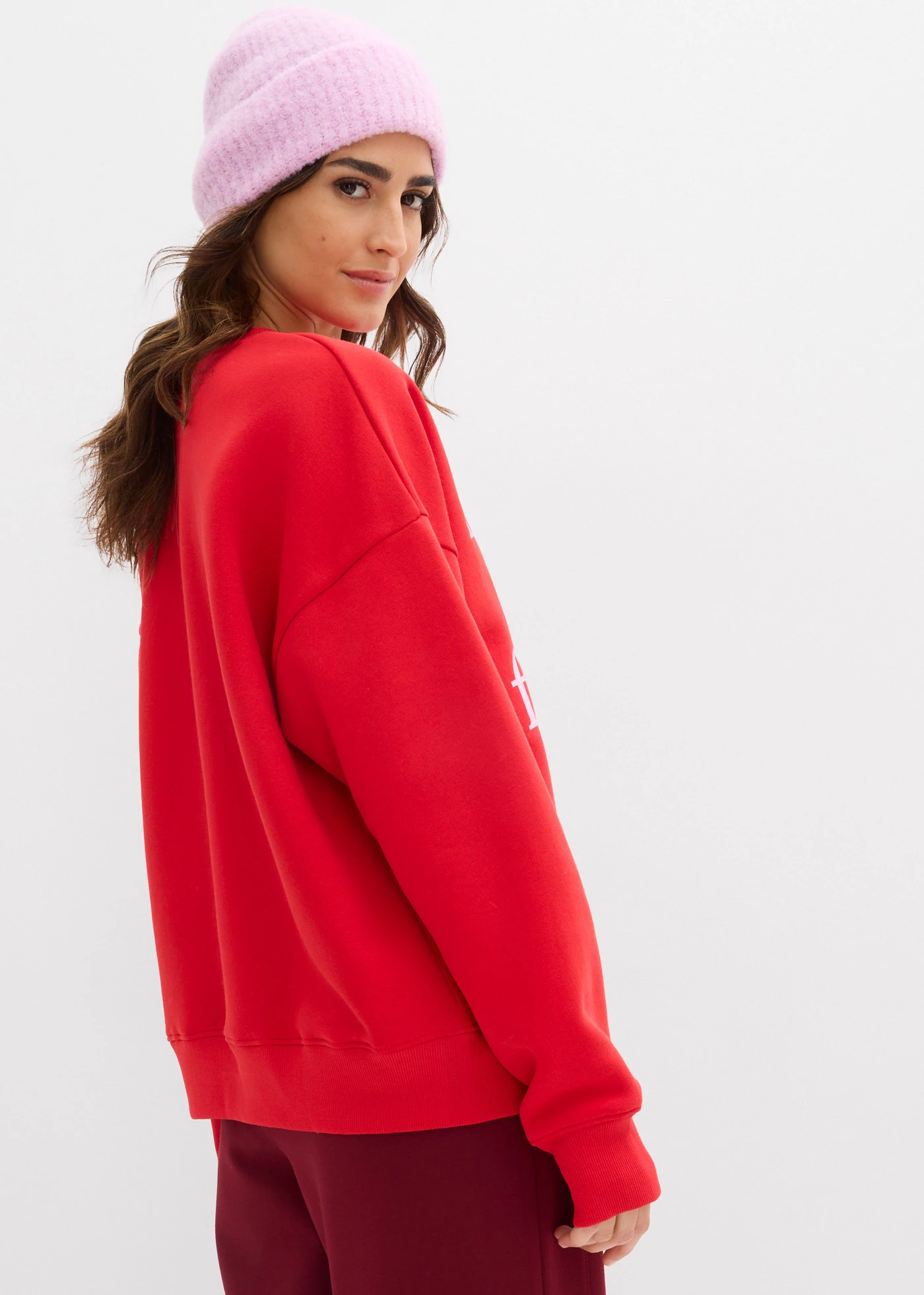 Sweat-shirt oversize • fraise-rose cristal imprimé • Boutique bonprix