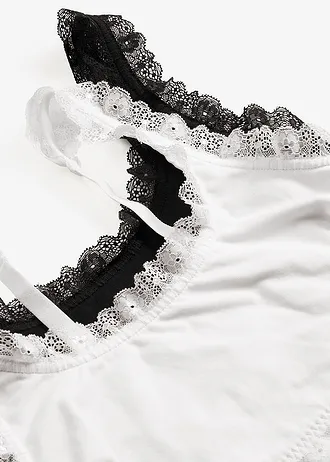 Biustonosz bustier z bawełny organicznej z koronką (2 szt.) • czarny+biel wełny • sklep bonprix