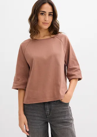 Raglan-shirt van zwaar biologisch katoen, Kleur: kastanjebruin