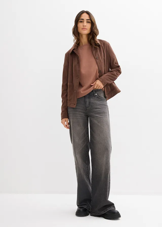 T-shirt à manches raglan en coton épais marron