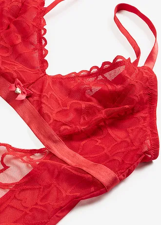 Body-string cu dantelă cu inimioare • roșu-salsa • magazin bonprix