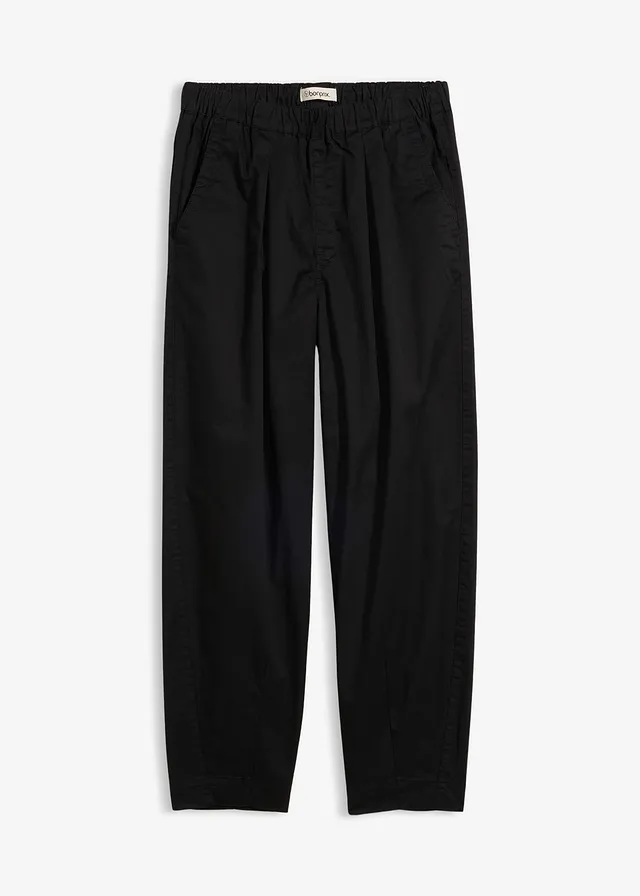 Pantaloni barrel din twill cu talie comodă • negru • magazin bonprix