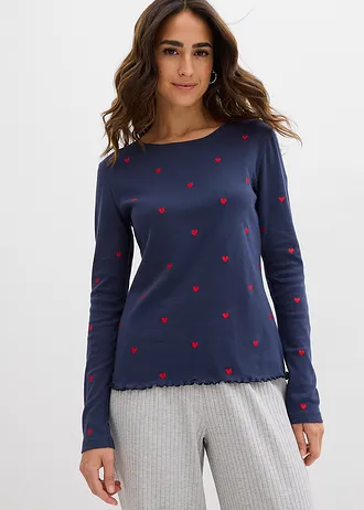 Longsleeve • donkerblauw-aardbeirood • bonprix online shop