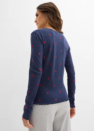 Longsleeve • donkerblauw-aardbeirood • bonprix online shop