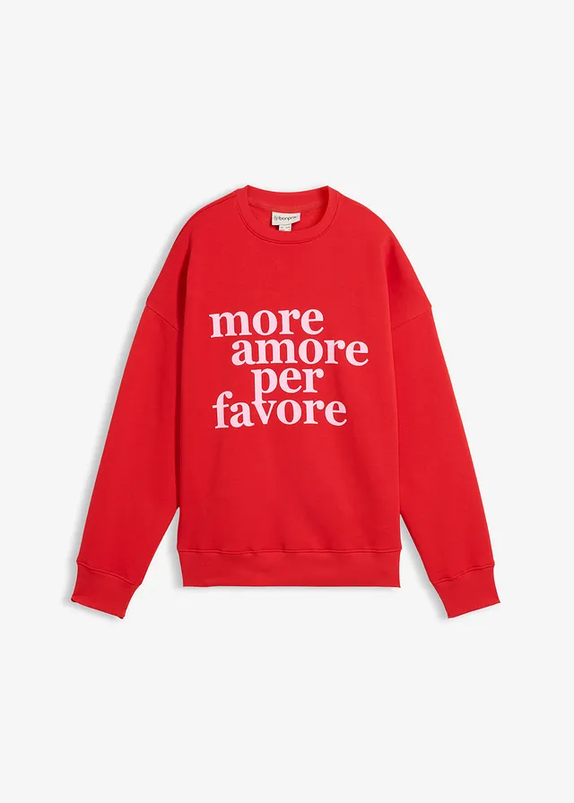 Sweat oversize en coton mélangé, Couleur: fraise-rose cristal imprimé