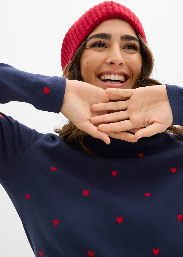 T-shirt manches longues 100% coton • bleu foncé-fraise imprimé • product-page.page-title-suffix