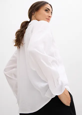 Košilová halenka ze směsi s viskózou, s kapsami • bílá • bonprix obchod