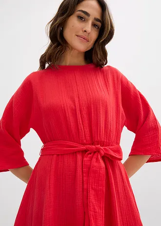 Robe midi en coton doux • fraise • Boutique bonprix