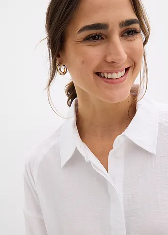 Overhemdblouse met zakken in een viscose mix • wit • bonprix online shop