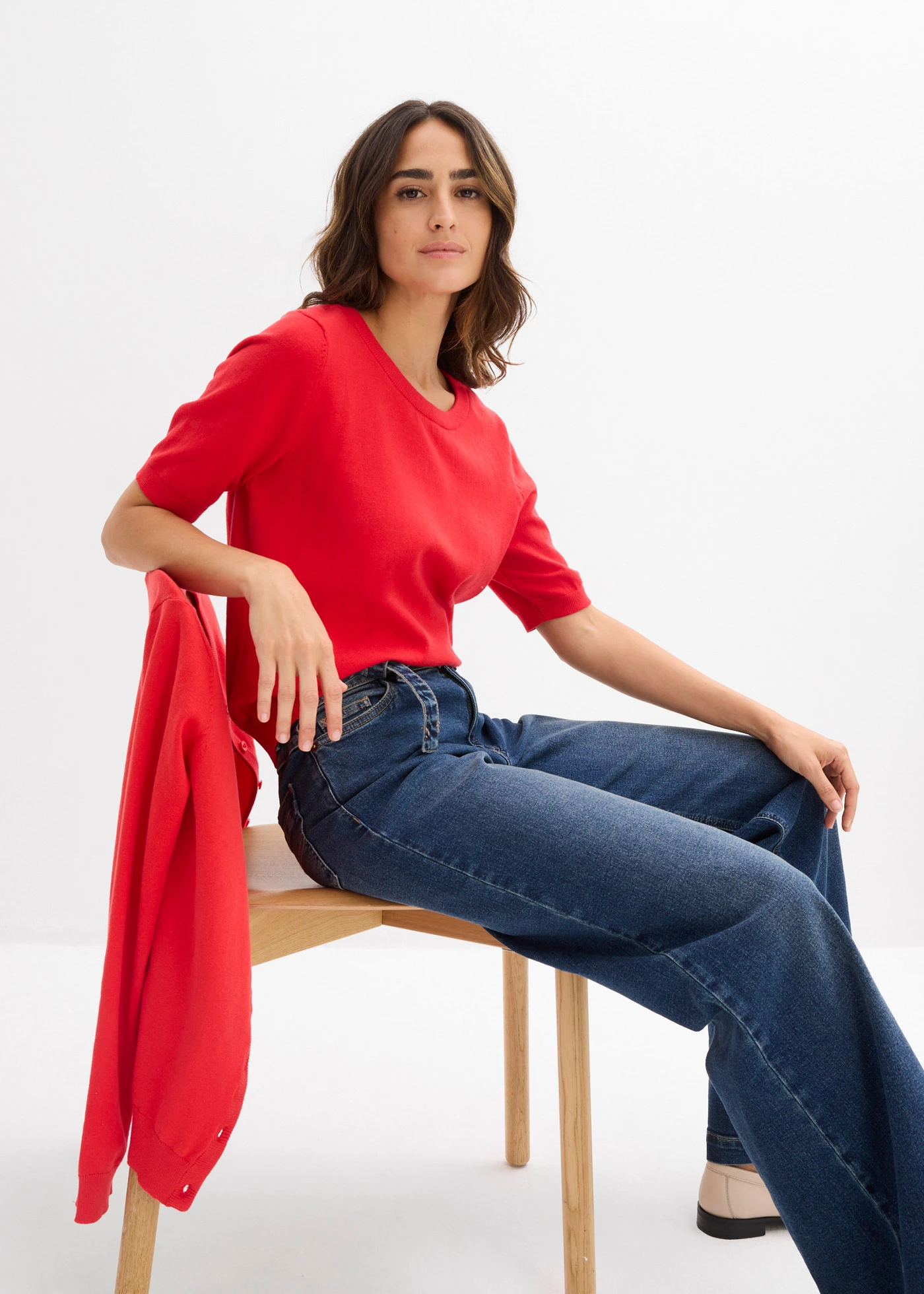 Pulover din tricotaj fin • roșu-căpșună • magazin bonprix