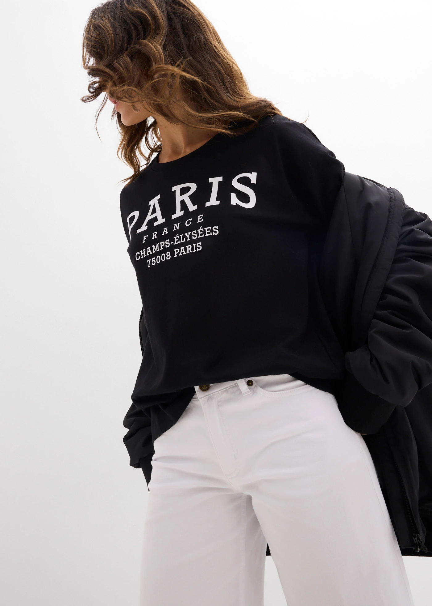 T-shirt 100% coton • noir-blanc imprimé • Boutique bonprix