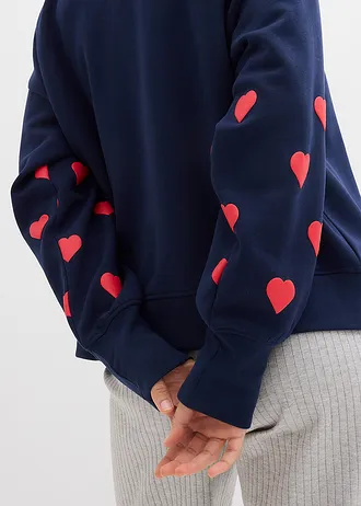 Bluza z mieszanki bawełny • granatowo-truskawkowy z nadrukiem • sklep bonprix