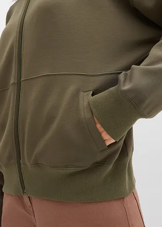 Sweat zippé oversize en matière néoprène • olive foncé • Boutique bonprix