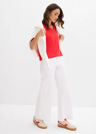 Shirt van viscose mix, Kleur: aardbeirood