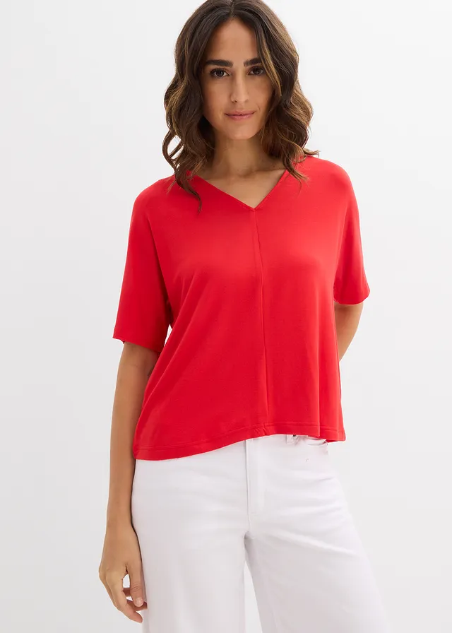 T-shirt en viscose extensible, Couleur: fraise