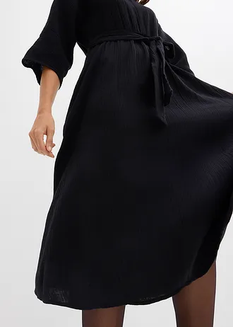 Robe midi en coton doux • noir • Boutique bonprix