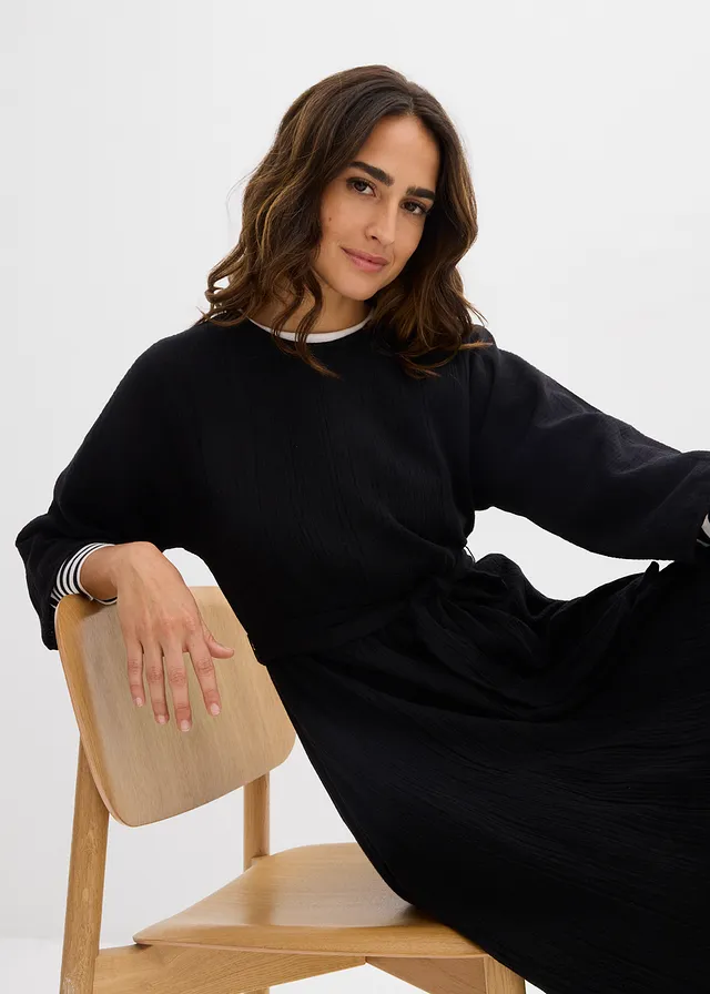 Robe midi en coton doux • noir • product-page.page-title-suffix