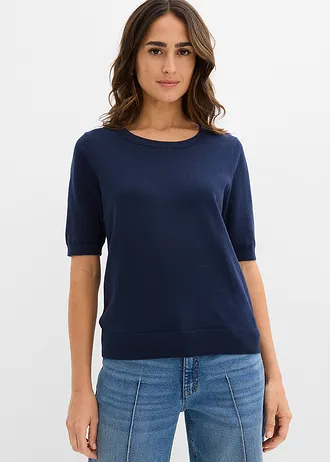 Pull en fine maille, Couleur: bleu foncé