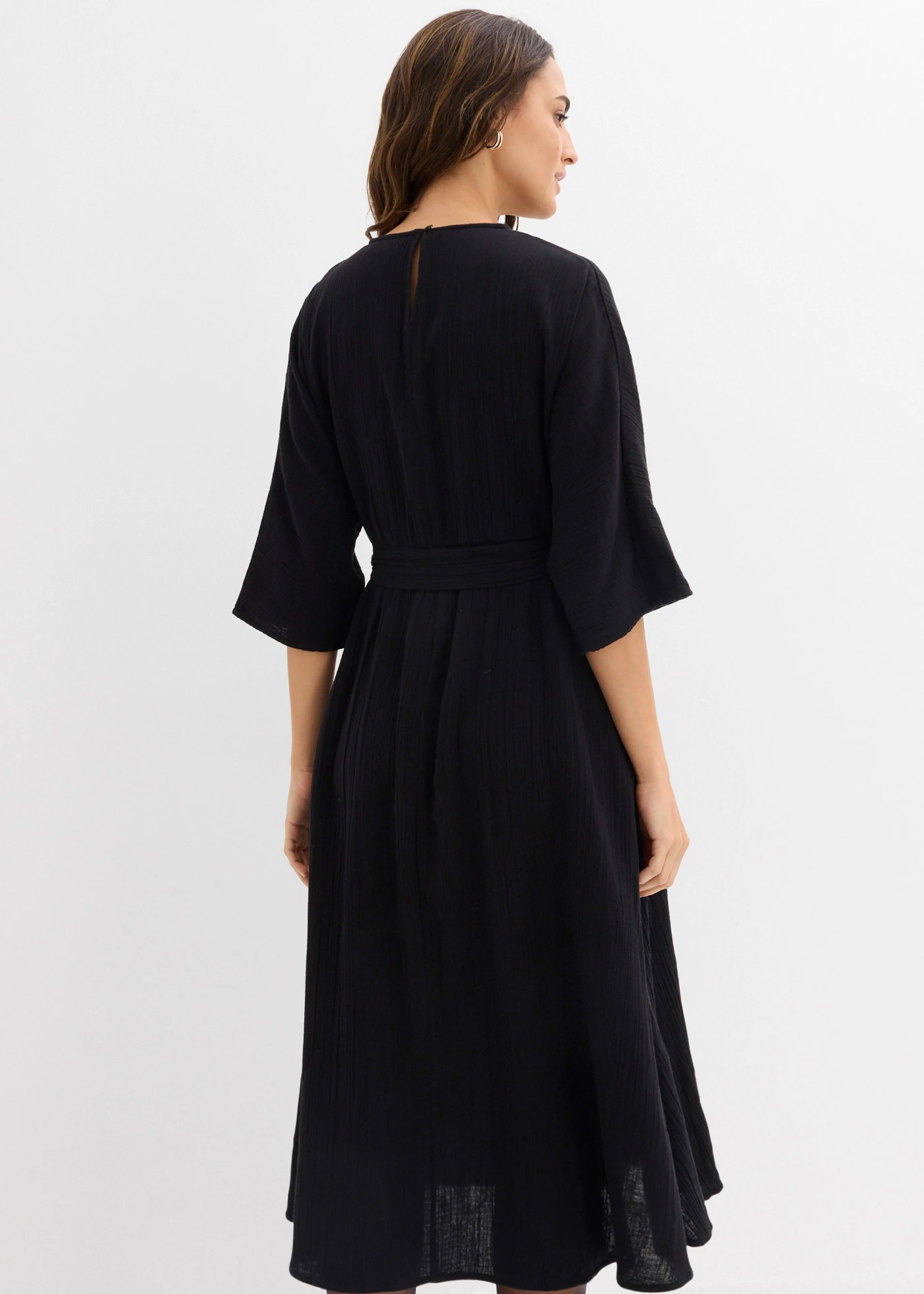 Rochie midi din bumbac moale • negru • magazin bonprix