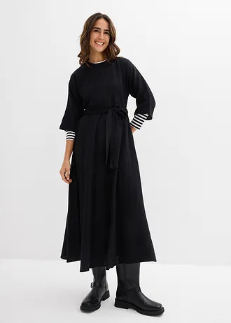 Robe midi en coton doux • noir • Boutique bonprix