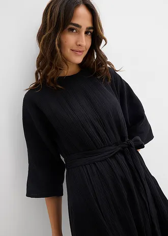 Midi jurk van zacht katoen • zwart • bonprix online shop