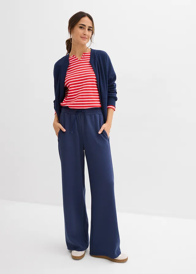Oversized sweatvest van scuba, Kleur: donkerblauw