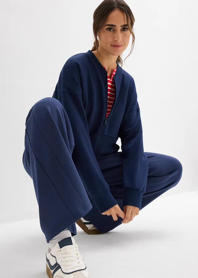 Sweat zippé oversize en matière néoprène • bleu foncé • product-page.page-title-suffix