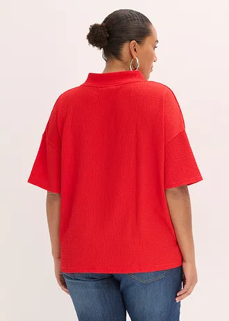 Shirt van crèpe, Kleur: aardbeirood