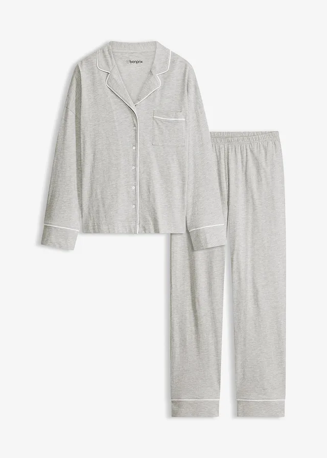 Pyjama met viscose en knoopsluiting