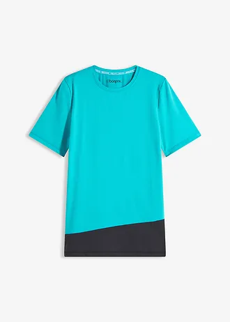 T-shirt de sport texturé, Couleur: gris granit-noir