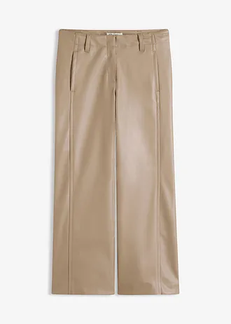 Jupe-culotte en tissu enduit, Couleur: taupe
