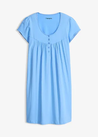 Chemise de nuit d’allaitement coton et dentelle • bleu moyen • Boutique bonprix