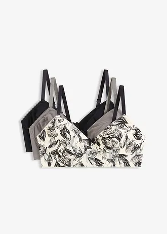 Sutien fără armătură cu bumbac organic (set/3 buc.)