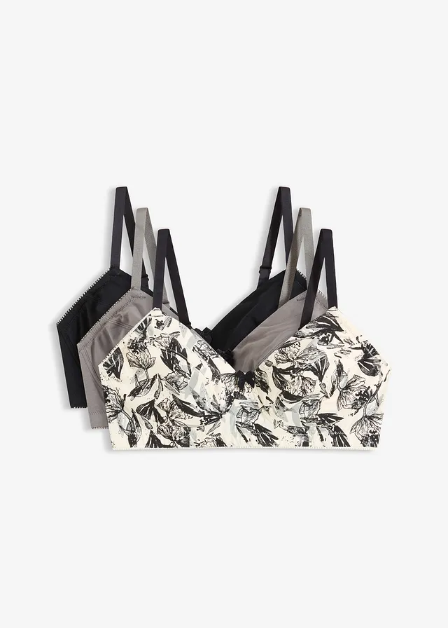 Sutien fără armătură cu bumbac organic (set/3 buc.)