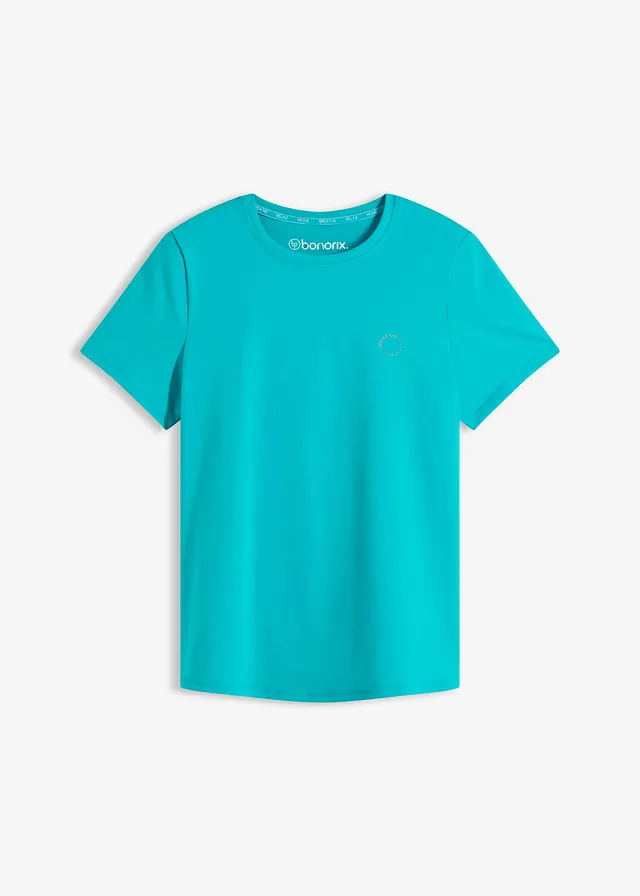 Bluză sport din material cu textură de bumbac • verde-smarald • magazin bonprix