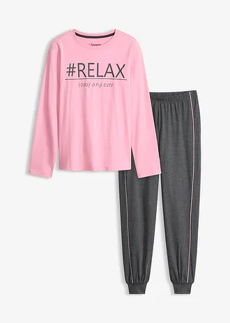 Pijama din bumbac moale • violet-orhidee fumuriu-gri-antracit melanj • magazin bonprix