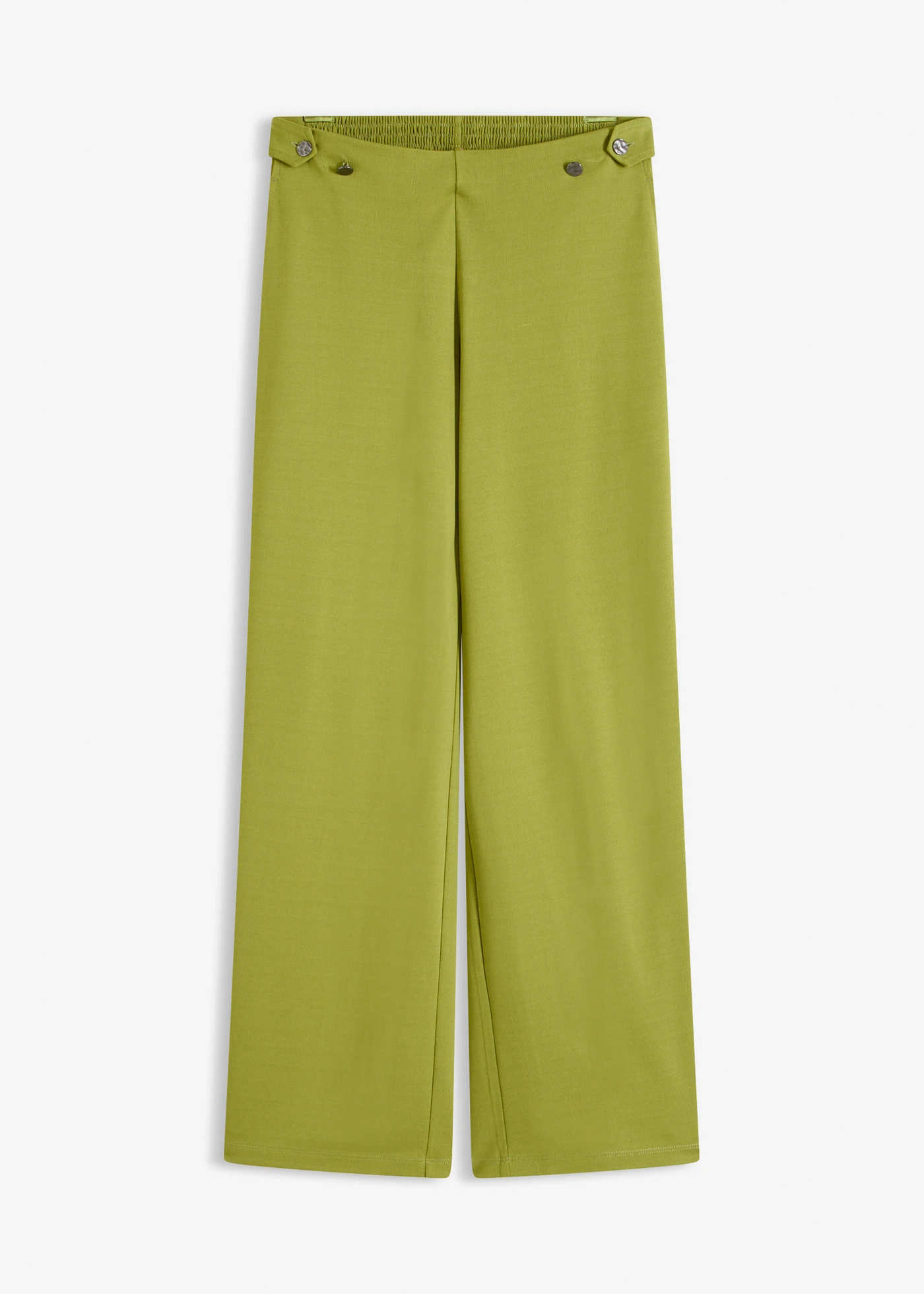 Pantaloni marlene din material Punto di Roma cu bandă din satin • verde kaki • magazin bonprix
