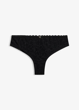 Slip brésilien en dentelle cœurs, Couleur: noir