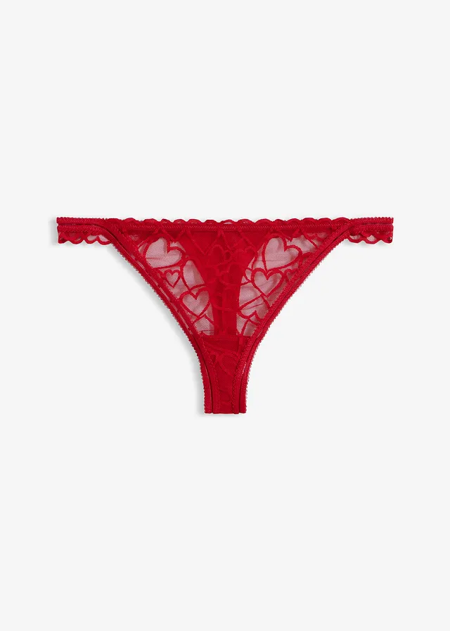 Tanga à dentelle cœurs • rouge salsa • Boutique bonprix