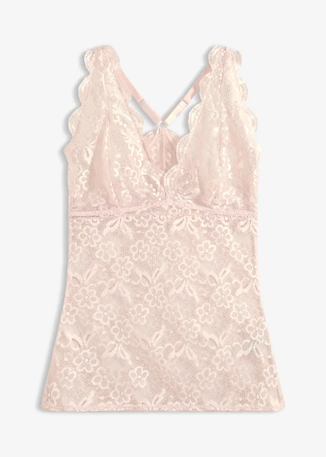 Top z delikatnej koronki • jasnoróżowy • sklep bonprix